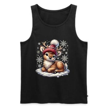 rMignon renne Noël Neige Vintage Sti - Débardeur bio Premium Homme - noir - Devant - Michal (187cm)