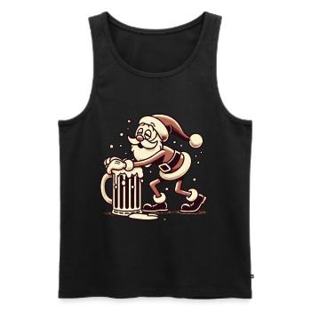 Drunk Santa Claus with beer mug - Men's Premium Organic Tank Top - black - Front - Michal (187cm)