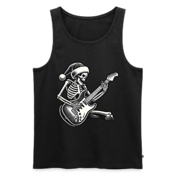 Guitare squelette rock avec chapeau de père Noël - Débardeur bio Premium Homme - noir - Devant - Michal (187cm)