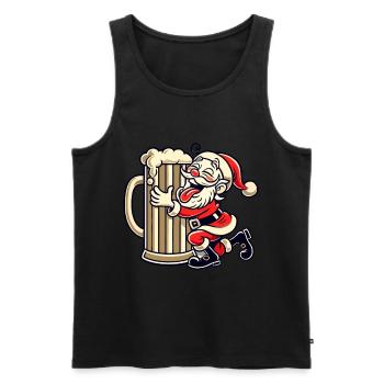 Santa Claus hugging giant beer glass - Men's Premium Organic Tank Top - black - Front - Michal (187cm)