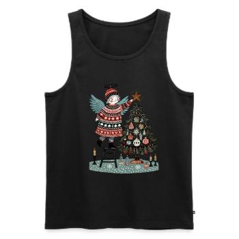 Skandinavischer Weihnachtsengel Mit Weihnachtsbaum - Männer Premium Bio Tank Top - Schwarz - Vorne - AI Model Male 178 light (178cm)