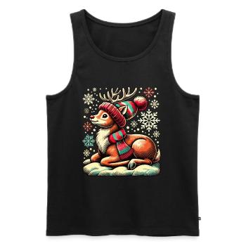 Renne de Noël vintage mignon mignon faon - Débardeur bio Premium Homme - noir - Devant - Michal (187cm)
