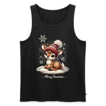 Renne Vintage Noël Joyeux Noël Doux - Débardeur bio Premium Homme - noir - Devant - Michal (187cm)