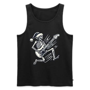 Squelette avec chapeau de Père Noël Rocks Guitare - Débardeur bio Premium Homme - noir - Devant - Michal (187cm)