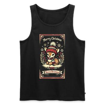 Vintage Noël renne neige flocons de neige - Débardeur bio Premium Homme - noir - Devant - Michal (187cm)