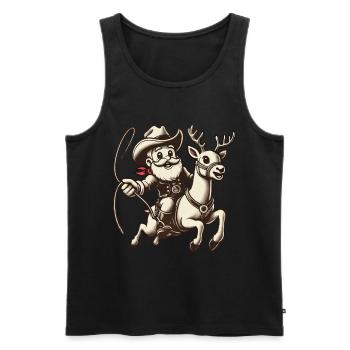 Aventure du Père Noël cow-boy - Débardeur bio Premium Homme - noir - Devant - Michal (187cm)