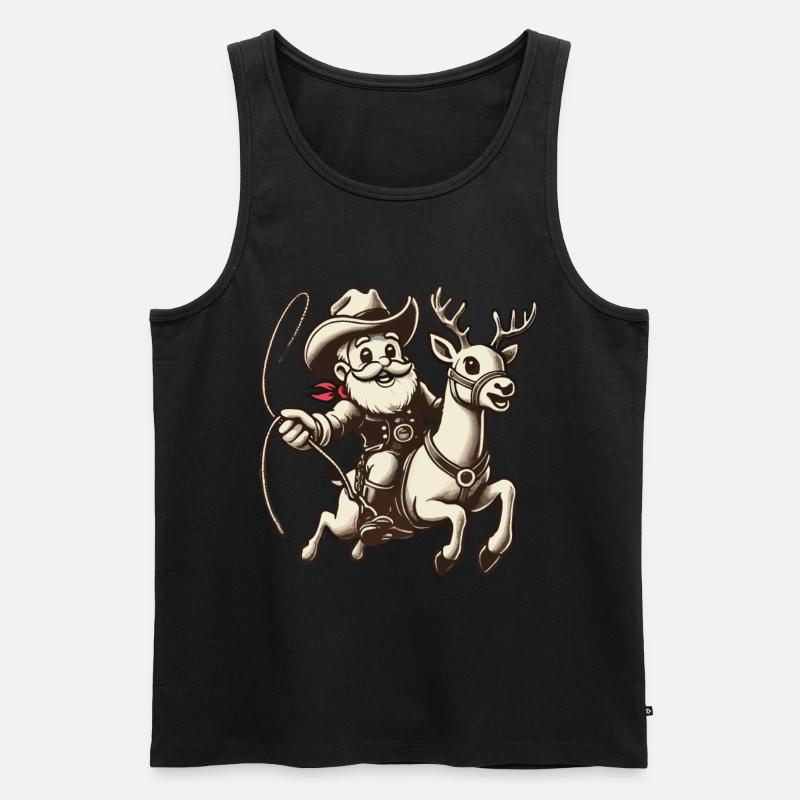 Cowboy Weihnachtsmann Abenteuer - Männer Premium Bio Tank Top - Schwarz