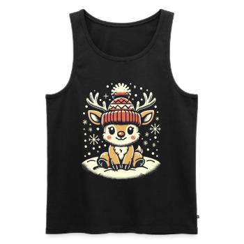 Adorable renne de Noël design vintage - Débardeur bio Premium Homme - noir - Devant - Michal (187cm)