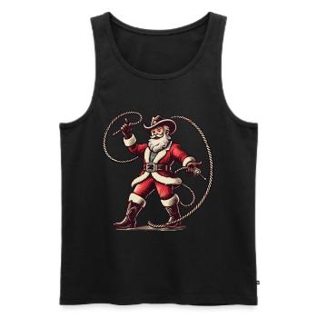 Cowboy Père Noël Lasso Aventure - Débardeur bio Premium Homme - noir - Devant - Michal (187cm)