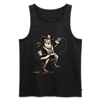 Cowboy Weihnachtsmann Lustig Lasso Weihnachten - Männer Premium Bio Tank Top - Schwarz - Vorne - Michal (187cm)