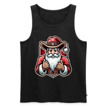 Fröhlicher Cowboy Weihnachtsmann Stilvolles - Männer Premium Bio Tank Top - Schwarz - Vorne - Michal (187cm)