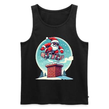 Skateboardender Weihnachtsmann Spaßiger Winter - Männer Premium Bio Tank Top - Schwarz - Vorne - AI Model Male 178 light (178cm)