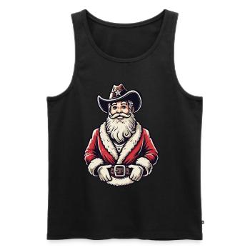 Cowboy Weihnachtsmann Western Flair - Männer Premium Bio Tank Top - Schwarz - Vorne - AI Model Male 178 light (178cm)