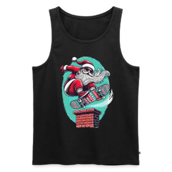 Skateboard Père Noël Motif plein d’action - Débardeur bio Premium Homme - noir - Devant - AI Model Male 178 light (178cm)