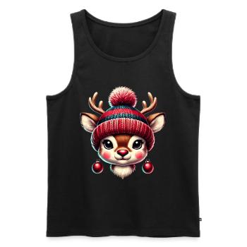 Bezauberndes Vintage Design Mit Rentier - Männer Premium Bio Tank Top - Schwarz - Vorne - Michal (187cm)