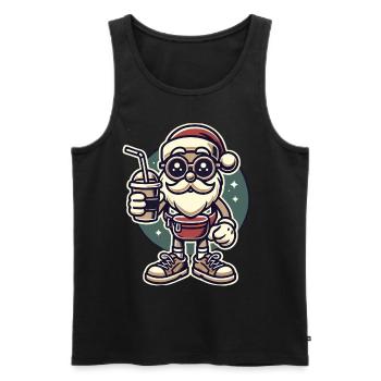 Hipster Santa Claus With Drink - Men's Premium Organic Tank Top - black - Front - AI Model Male 178 light (178cm)