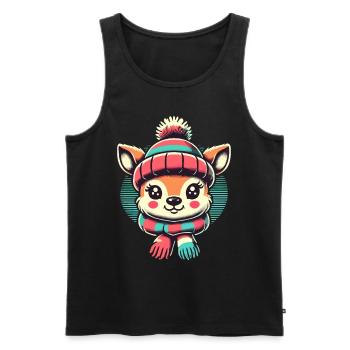 Vintage Design Christmas Cute Reindeer - Men's Premium Organic Tank Top - black - Front - Michal (187cm)