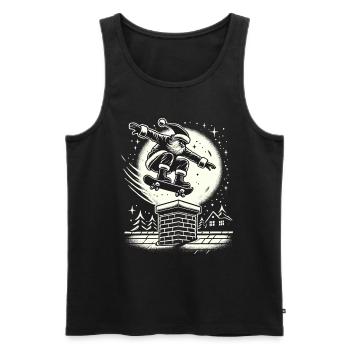 Noël Patineur Père Noël Style Streetwear - Débardeur bio Premium Homme - noir - Devant - Michal (187cm)