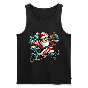 Père Noël jouant au football - Débardeur bio Premium Homme - noir - Devant - Michal (187cm)