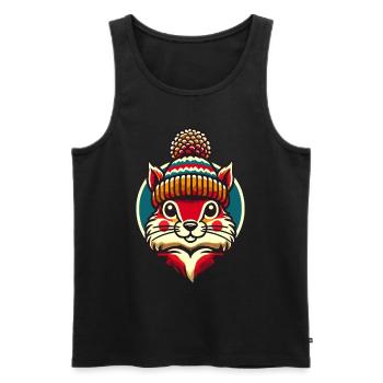 Merry Christmas Squirrel Winter Hat - Men's Premium Organic Tank Top - black - Front - AI Model Male 178 light (178cm)