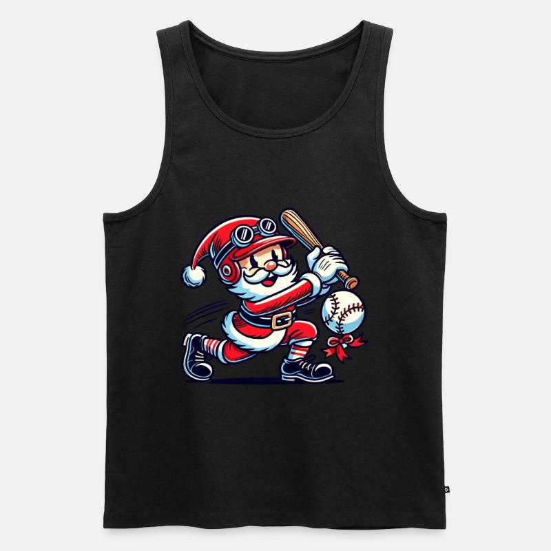 Weihnachtsmann Schwingt Baseballschläger - Männer Premium Bio Tank Top - Schwarz