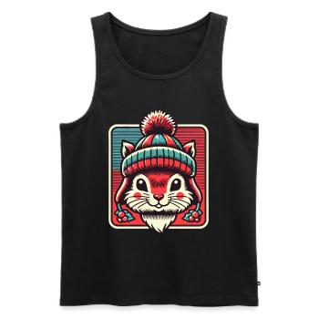 Cute squirrel with hat for Christmas - Men's Premium Organic Tank Top - black - Front - AI Model Male 178 light (178cm)