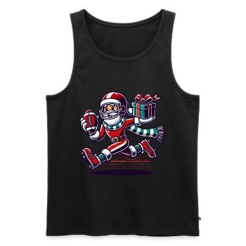 Père Noël jouant au football avec cadeau - Débardeur bio Premium Homme - noir - Devant - Michal (187cm)