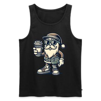 Snob Santa Claus with coffee - Men's Premium Organic Tank Top - black - Front - Michal (187cm)