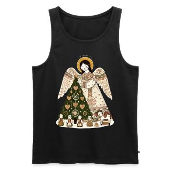 Christmas Angel with Christmas Tree - Men's Premium Organic Tank Top - black - Front - AI Model Male 178 light (178cm)