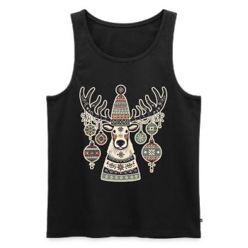 aWeihnachtlicher Hirsch Im Vintage-Cottagecore-Sti - Männer Premium Bio Tank Top - Schwarz - Vorne - Michal (187cm)