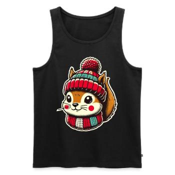 Christmas squirrel with cap - Men's Premium Organic Tank Top - black - Front - AI Model Male 178 light (178cm)