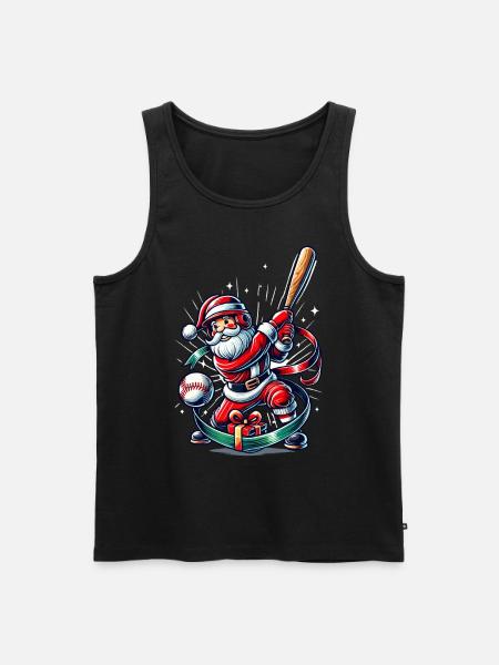 Santa Claus Playing Baseball Motif - Men's Premium Organic Tank Top - black