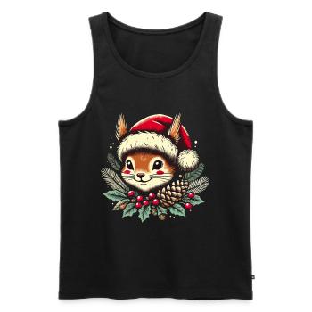 Noël festif écureuil Vintage - Débardeur bio Premium Homme - noir - Devant - Michal (187cm)