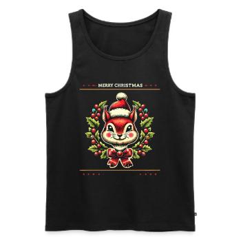 Joyeux Noël Écureuil aux baies - Débardeur bio Premium Homme - noir - Devant - Michal (187cm)