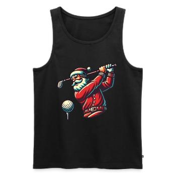 Santa Claus golfing - Men's Premium Organic Tank Top - black - Front - AI Model Male 178 light (178cm)