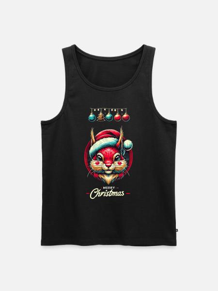 Merry Christmas Squirrel Motif - Men's Premium Organic Tank Top - black