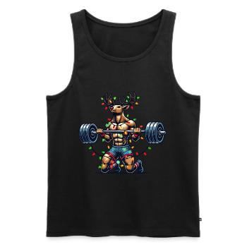 Noël Bodybuilder Renne Force - Débardeur bio Premium Homme - noir - Devant - AI Model Male 178 light (178cm)