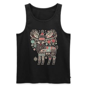 Christmas Reindeer Vintage Cottagecore - Men's Premium Organic Tank Top - black - Front - AI Model Male 178 light (178cm)