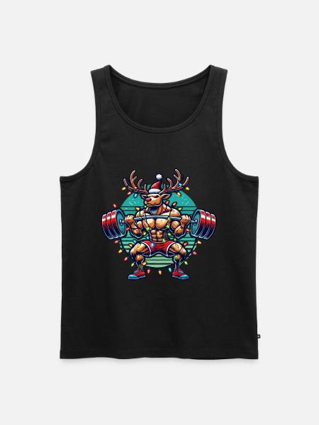 Christmas Bodybuilder Reindeer Muscle Power - Men's Premium Organic Tank Top - black