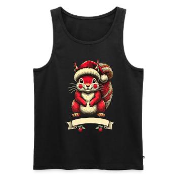 Christmas squirrel with Christmas hat - Men's Premium Organic Tank Top - black - Front - AI Model Male 178 light (178cm)