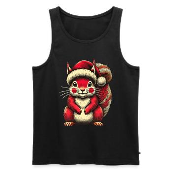 Cute squirrel with Christmas hat - Men's Premium Organic Tank Top - black - Front - AI Model Male 178 light (178cm)