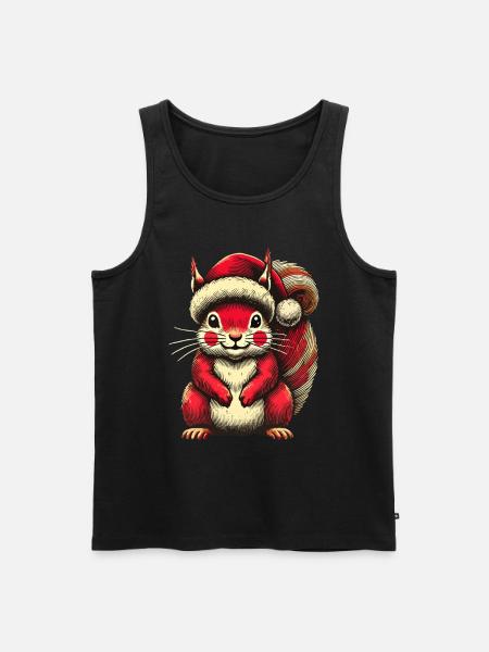 Cute squirrel with Christmas hat - Men's Premium Organic Tank Top - black