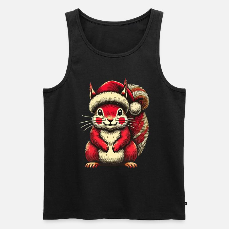 Niedliches Eichhörnchen Mit Weihnachtsmütze - Männer Premium Bio Tank Top - Schwarz