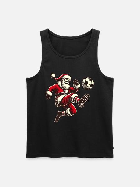 fFußballspielender Weihnachtsmann Santa - Männer Premium Bio Tank Top - Schwarz