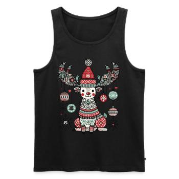 Magie des rennes heureux avec des boules de Noël - Débardeur bio Premium Homme - noir - Devant - Michal (187cm)