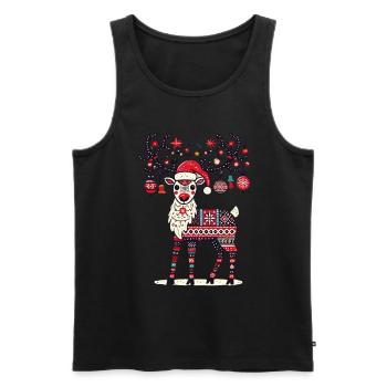 Christmas reindeer with festive decoration - Men's Premium Organic Tank Top - black - Front - AI Model Male 178 light (178cm)