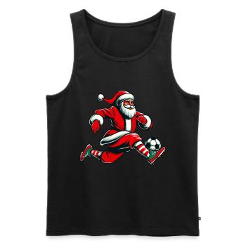 Noël Père Noël Action de football - Débardeur bio Premium Homme - noir - Devant - Michal (187cm)