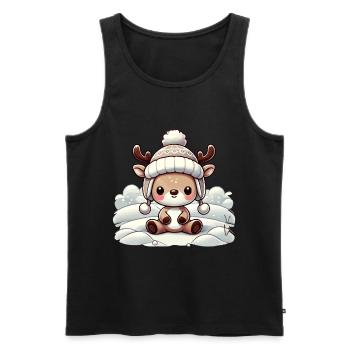 Vintage Weihnachten Rentier Design Mit Schnee - Männer Premium Bio Tank Top - Schwarz - Vorne - AI Model Male 178 light (178cm)