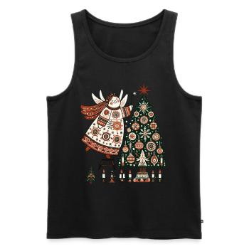 Engel Mit Weihnachtsbaum Und Kerzen Vintage - Männer Premium Bio Tank Top - Schwarz - Vorne - Michal (187cm)