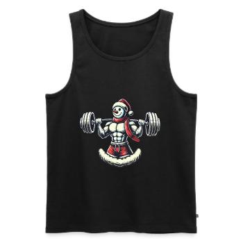 Strong Snowman Weight Lifting Christmas Motif - Men's Premium Organic Tank Top - black - Front - AI Model Male 178 light (178cm)